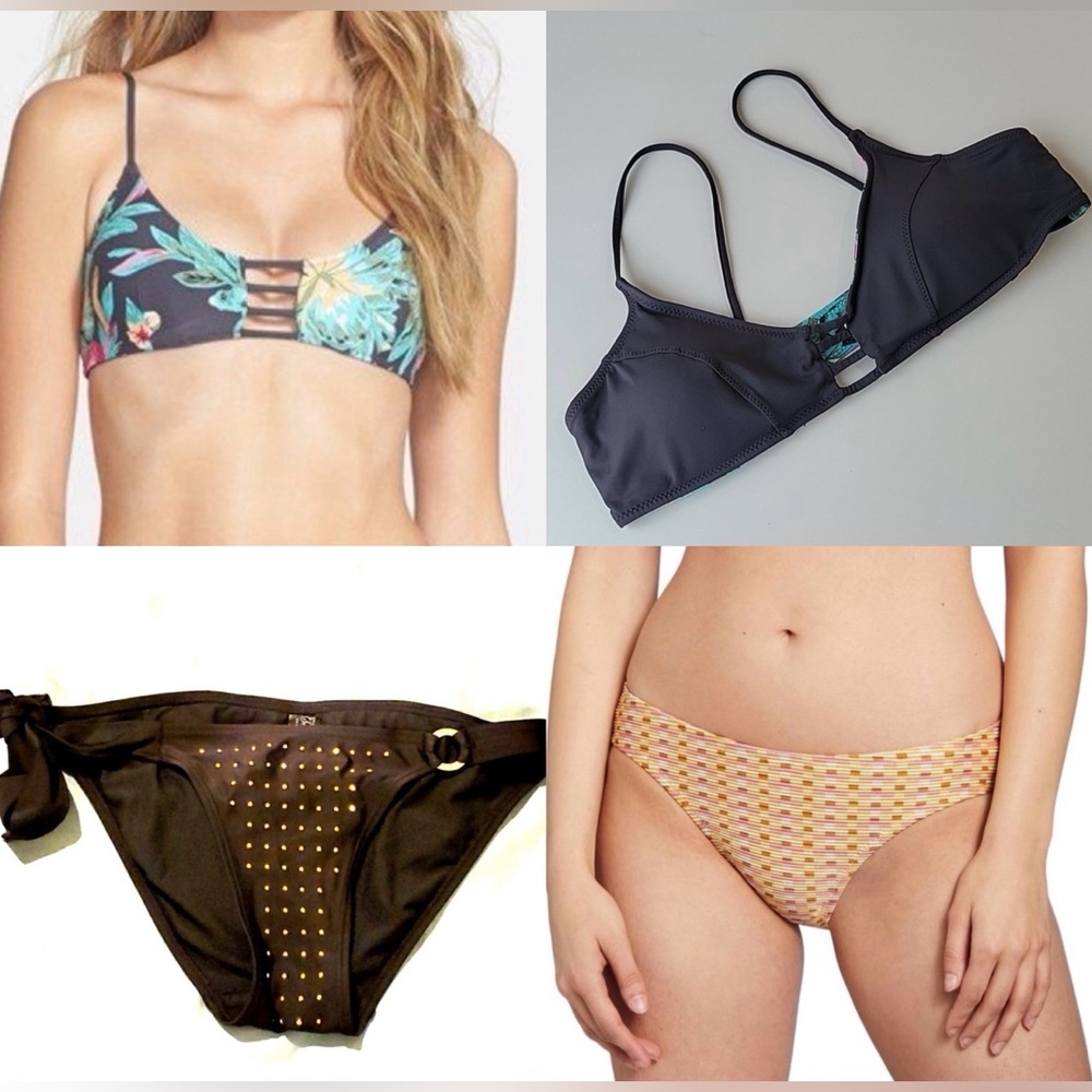 3 Pc SWIM MASHUP-Lot of 2 Bottoms (NWT & NWOT) and EUC Ripcurl Reversible Top